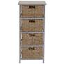 5_Storage Chest of 4 Drawers White Solid Wood and Natural Wicker Baskets more views