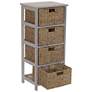 6_Storage Chest of 4 Drawers White Solid Wood and Natural Wicker Baskets more views