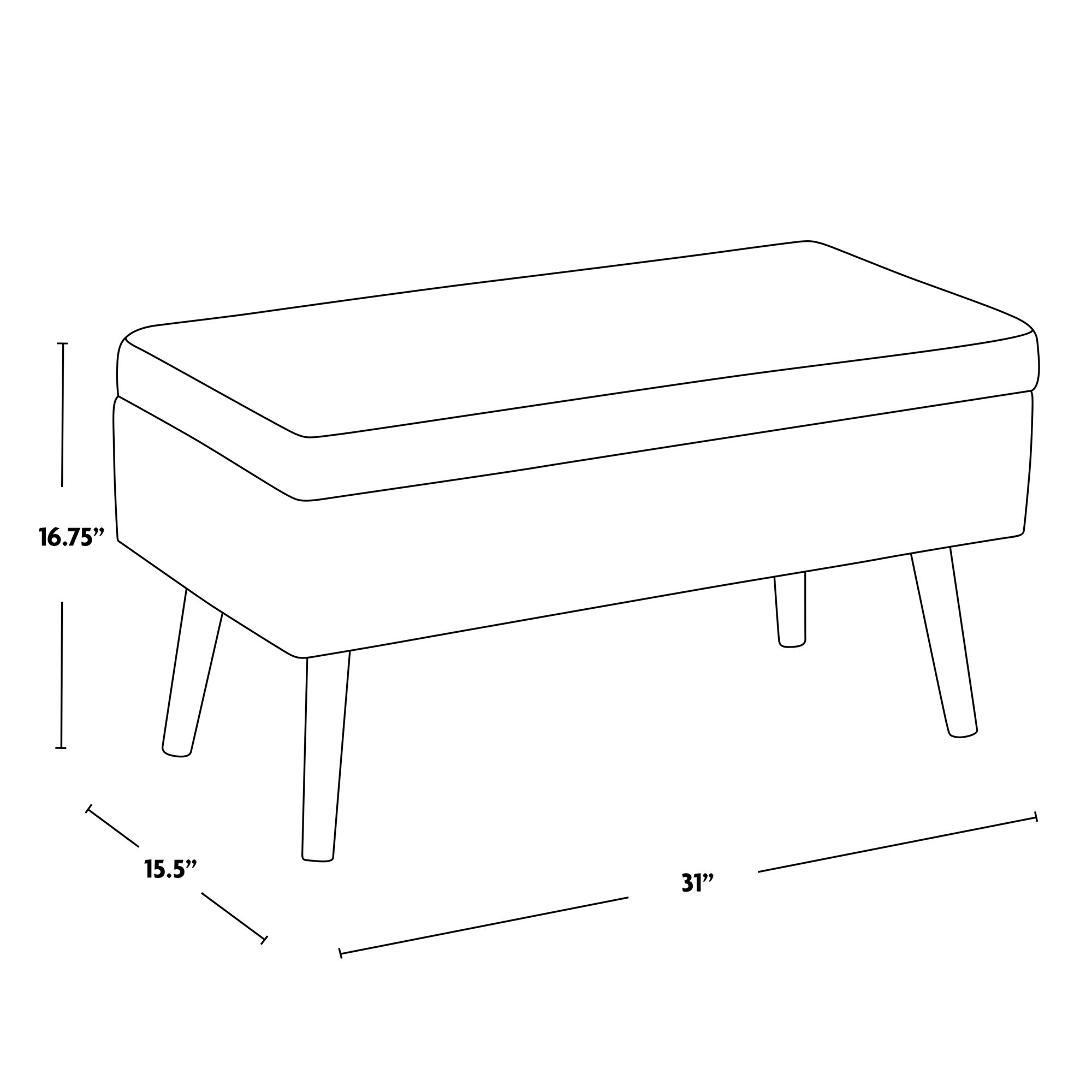 Storage Contemporary Bench in Natural Wood and Beige Fabric by LumiSource
