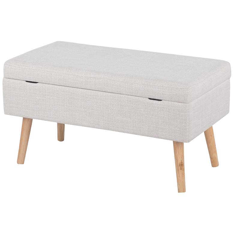 Image 5 Storage Contemporary Bench in Natural Wood and Beige Fabric by LumiSource more views