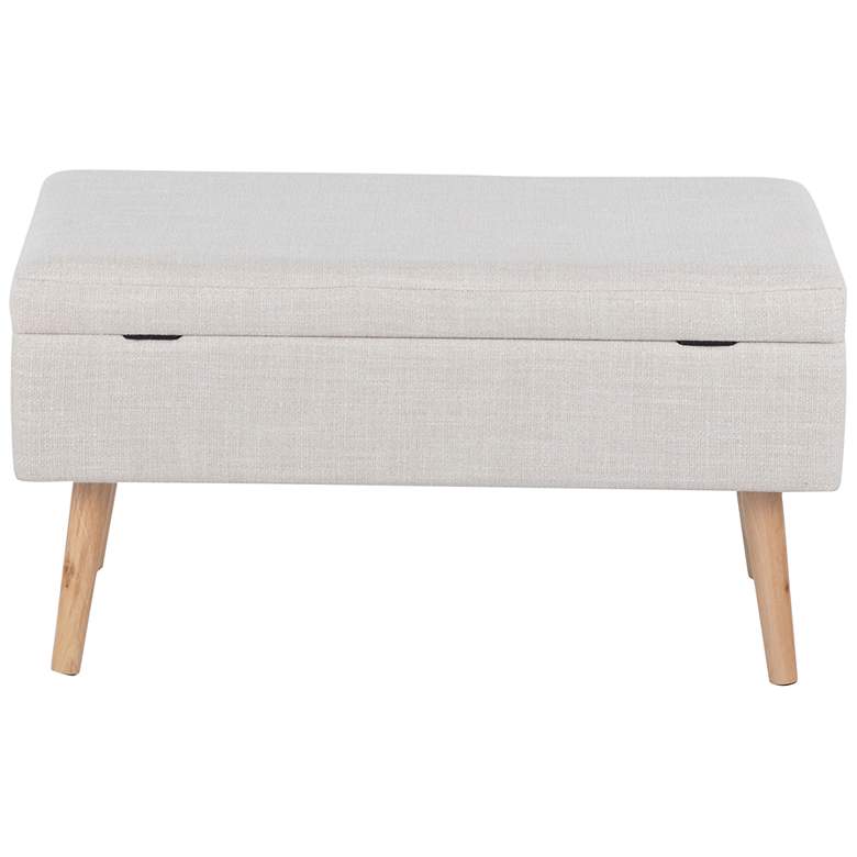 Image 6 Storage Contemporary Bench in Natural Wood and Beige Fabric by LumiSource more views