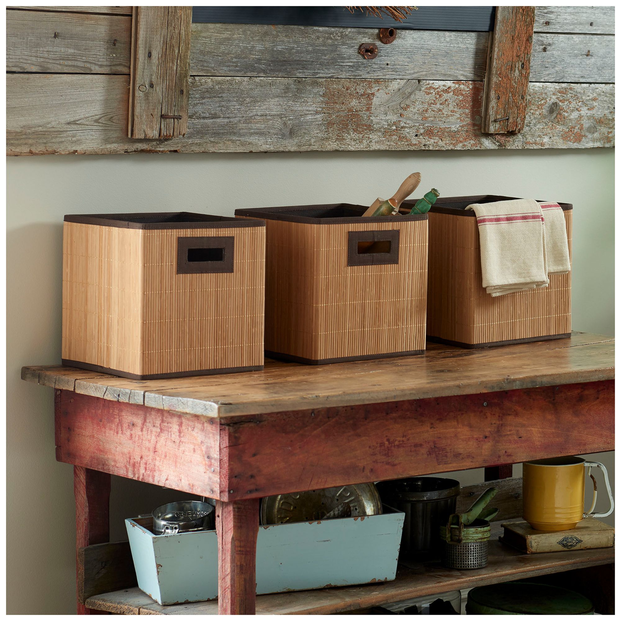 Image 2 Storage Cubes, 3 Pack, Durable and Lightweight Bamboo Reeds, Natural more views