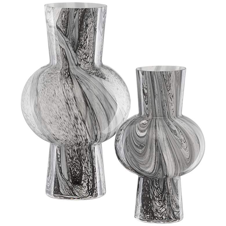 Image 1 Stormy Sky Black and White Glass Vases Set of 2