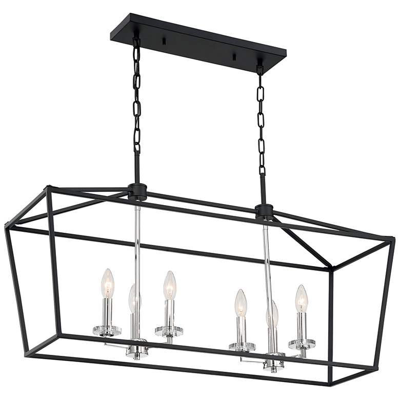 Image 1 Storyteller; 6 Light; Island Pendant Fixture; Matte Black Finish