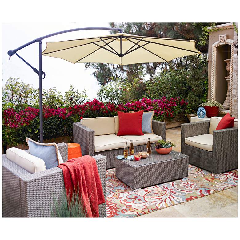 Image 1 Strade Island Gray Wicker 5-Piece Outdoor Seating Patio Set