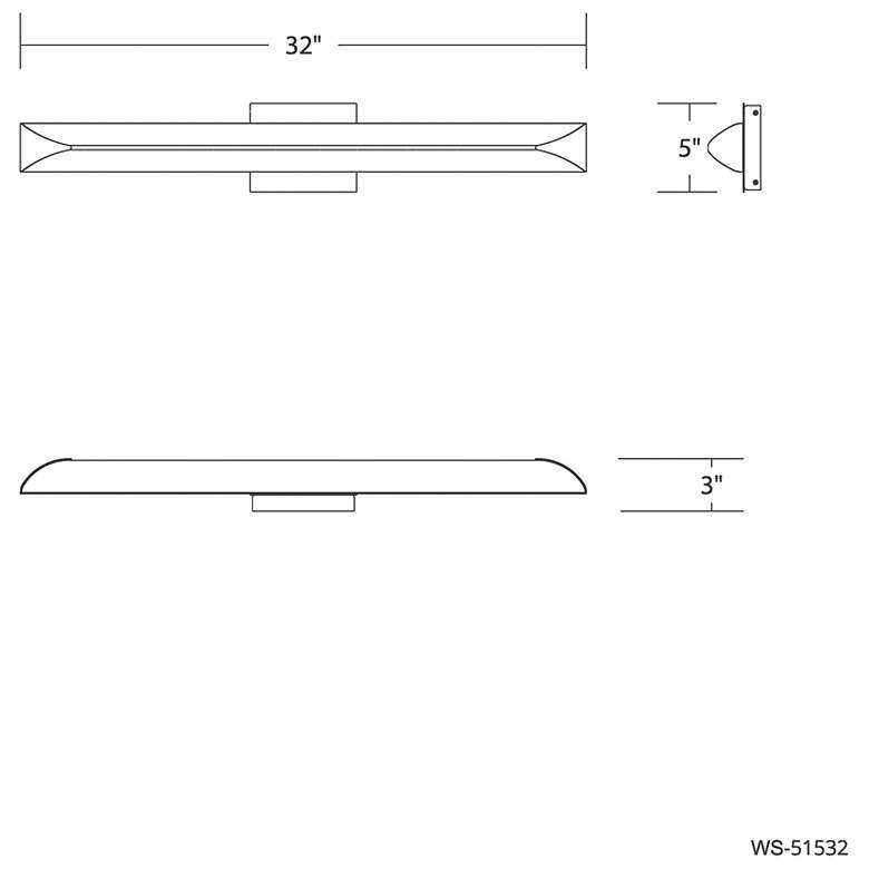 Image 3 Straitaway 2.75"H x 32"W 1-Light Bath Vanity & Wall Light in Brushed Nickel more views