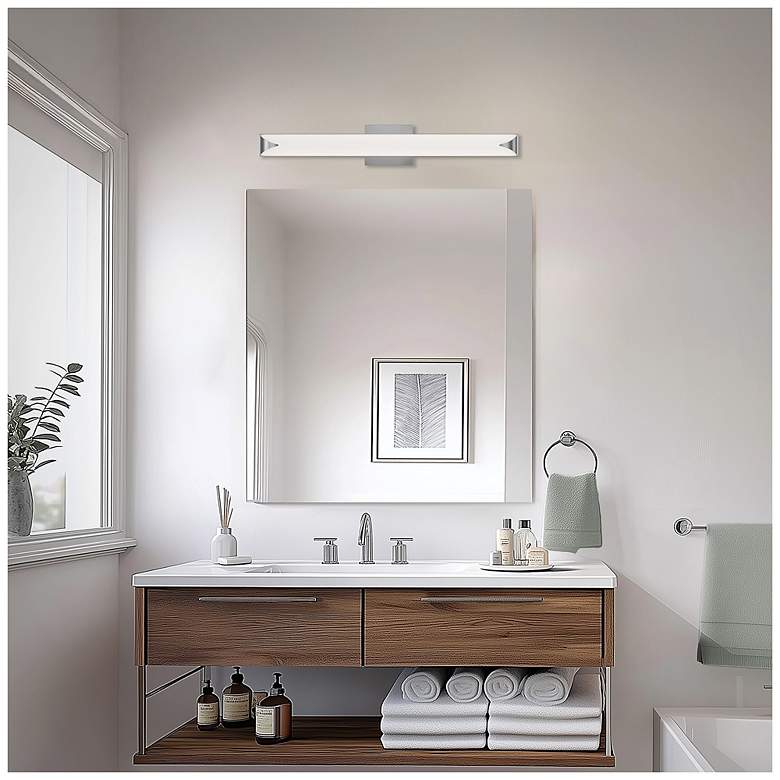 Image 4 Straitaway 2.75"H x 32"W 1-Light Bath Vanity & Wall Light in Brushed Nickel more views