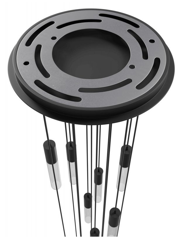 Image 3 Strand 15-Light 24"W LED Chandelier in Black/Cylinder Crystals more views