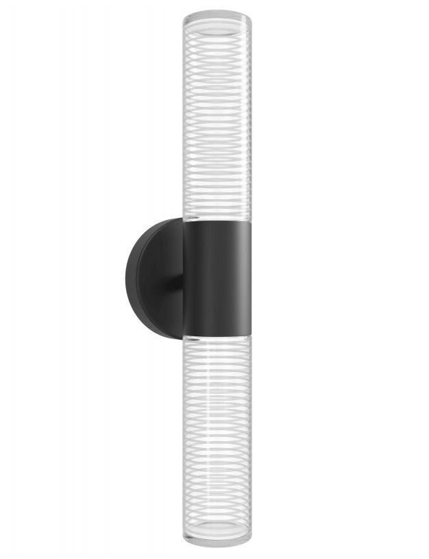 Image 2 Strand 19"H LED Wall Sconce in Black/Laser-Cut Spiral Crystals more views