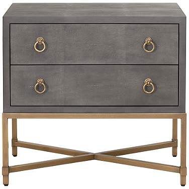 Strand 32" Wide Gray Faux Shagreen 2-Drawer Nightstand