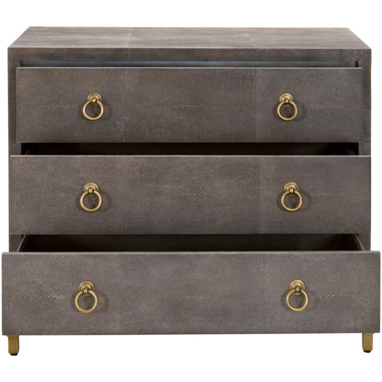 Image 3 Strand 35" Wide Gray Faux Shagreen 3-Drawer Nightstand more views