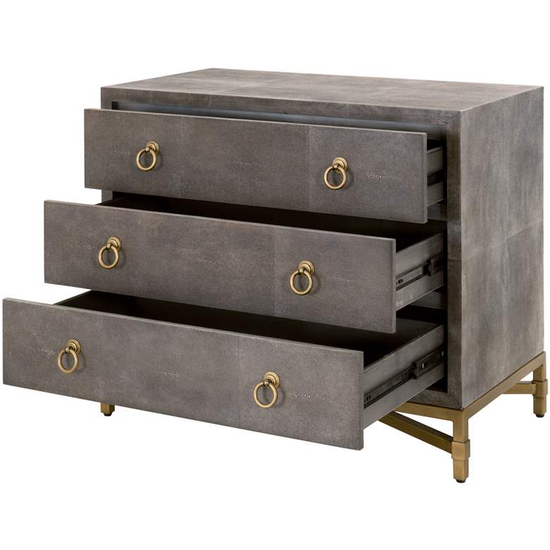Image 4 Strand 35" Wide Gray Faux Shagreen 3-Drawer Nightstand more views