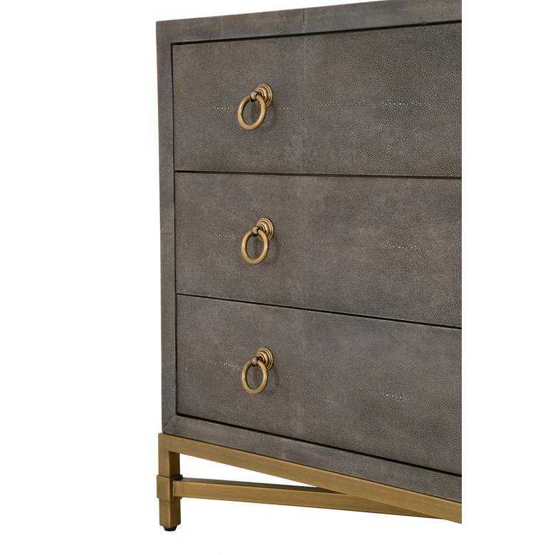 Image 6 Strand 35" Wide Gray Faux Shagreen 3-Drawer Nightstand more views
