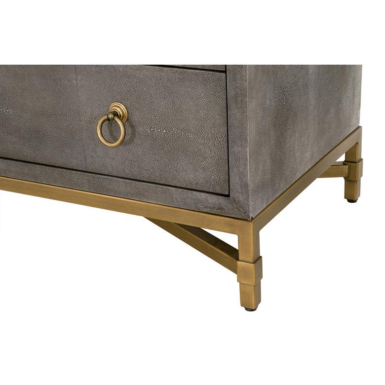 Image 7 Strand 35" Wide Gray Faux Shagreen 3-Drawer Nightstand more views