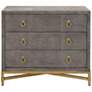 2_Strand 35" Wide Gray Faux Shagreen 3-Drawer Nightstands Seet of 2 more views