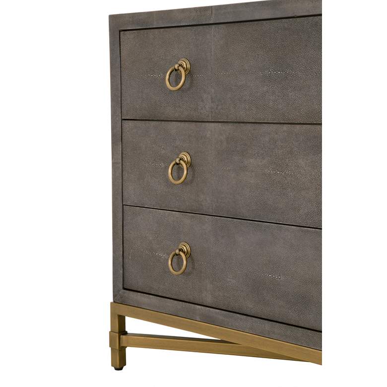 Image 6 Strand 35" Wide Gray Faux Shagreen 3-Drawer Nightstands Seet of 2 more views