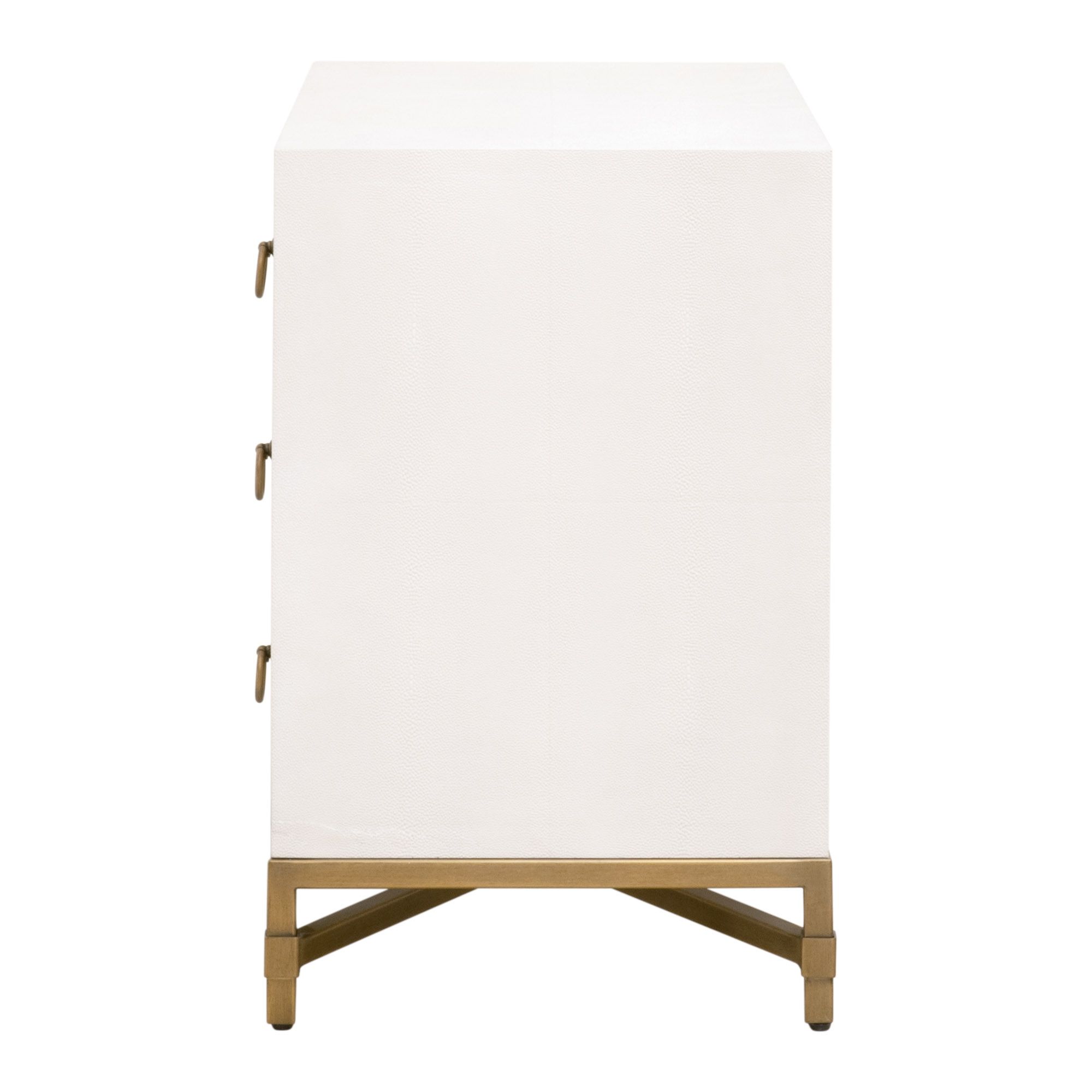 Image 5 Strand 35" Wide Pearl Faux Shagreen 3-Drawer Nightstand more views