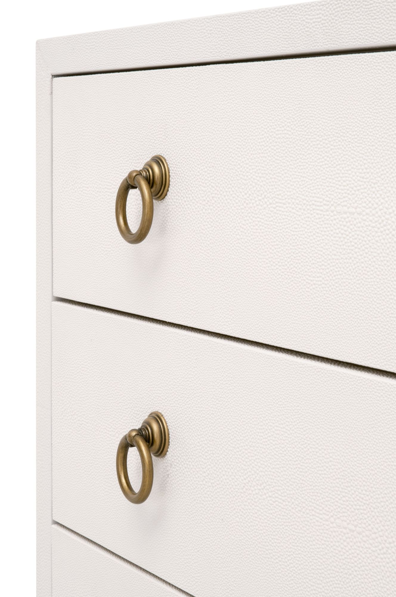 Strand 35" Wide Pearl Faux Shagreen 3-Drawer Nightstand