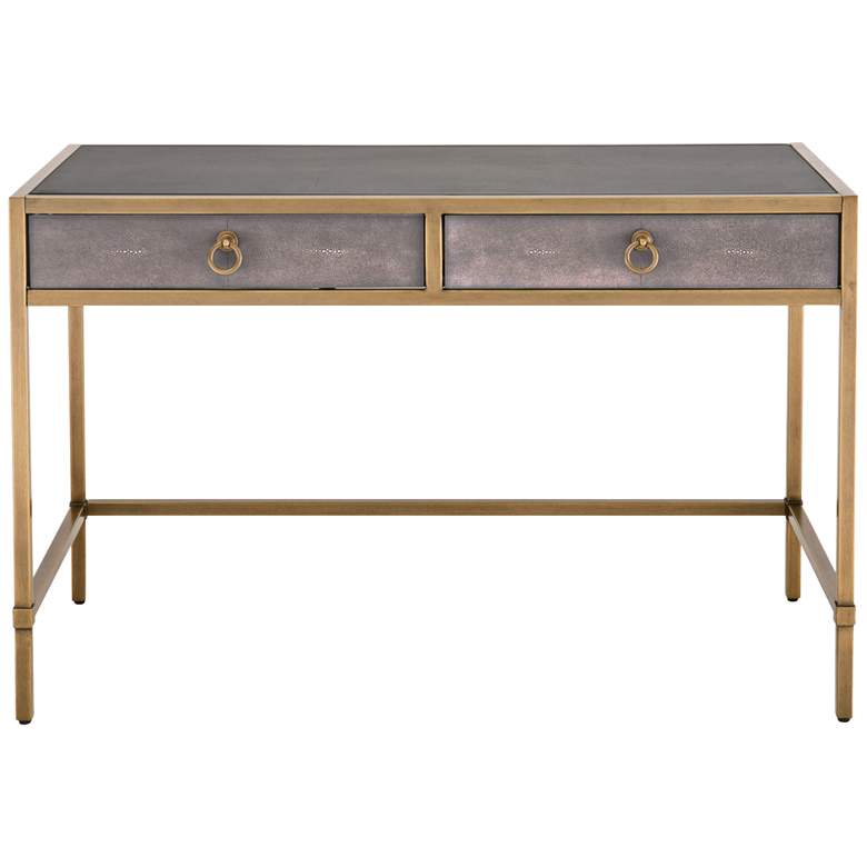 Image 1 Strand 49" Wide Gray Faux Shagreen 2-Drawer Desk