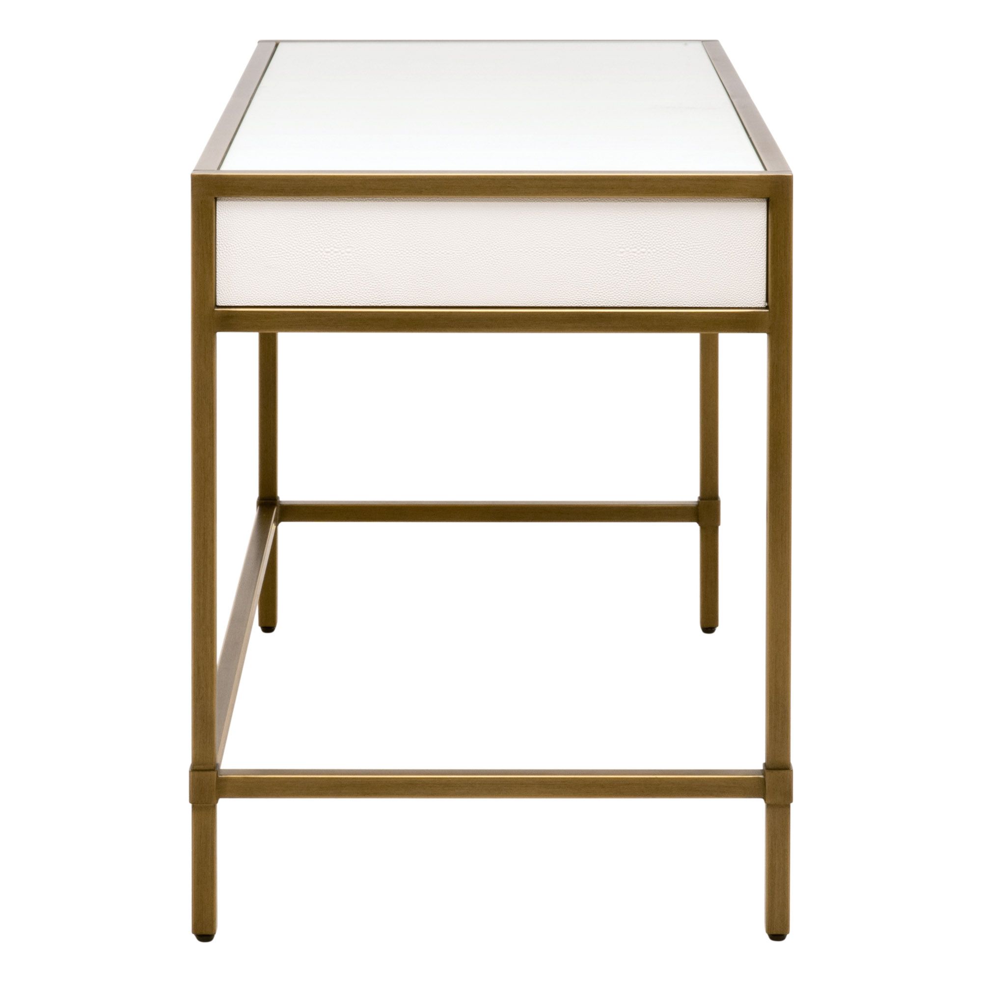 Image 5 Strand 49"W Pearl Shagreen and Brushed Gold 2-Drawer Desk more views