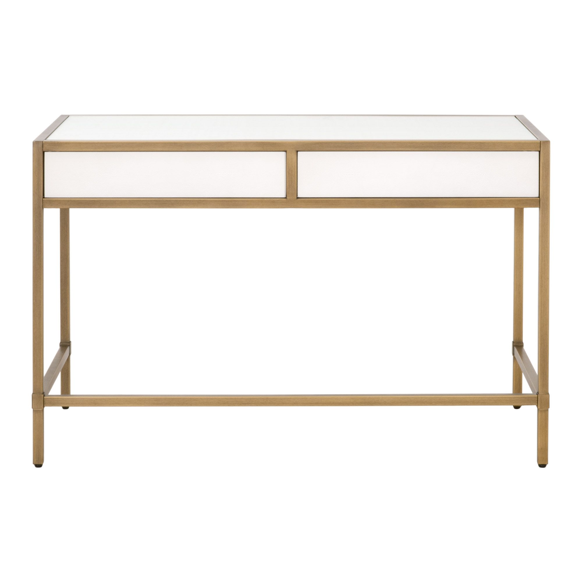 Image 7 Strand 49"W Pearl Shagreen and Brushed Gold 2-Drawer Desk more views