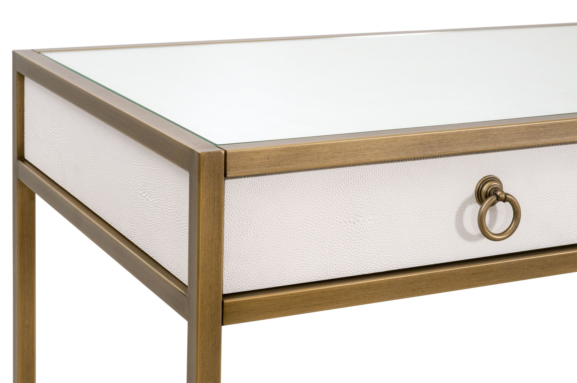 Strand 49"W Pearl Shagreen and Brushed Gold 2-Drawer Desk