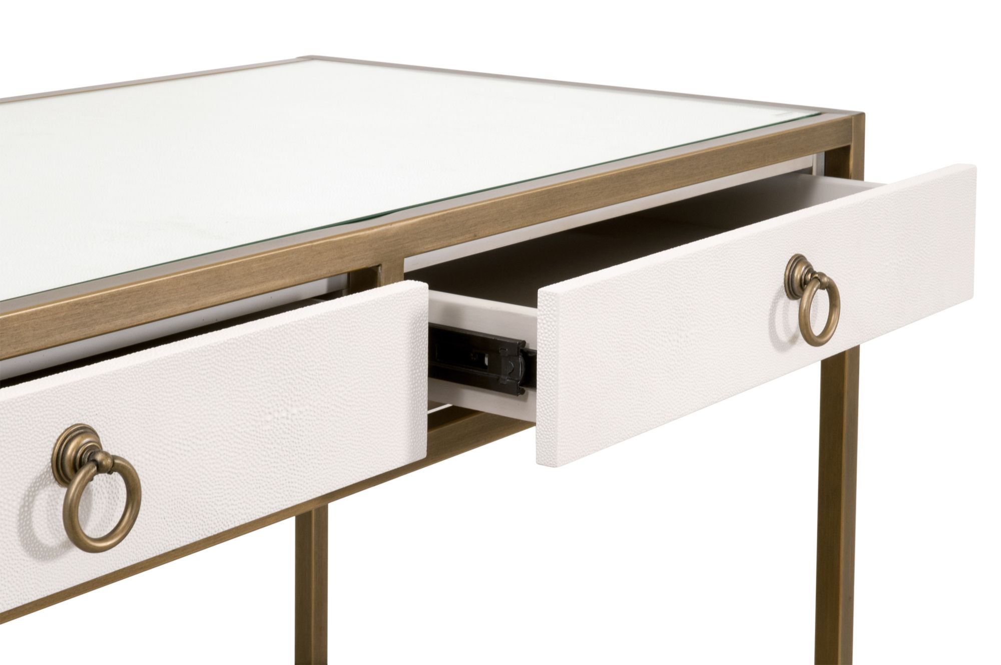 Strand 49"W Pearl Shagreen and Brushed Gold 2-Drawer Desk