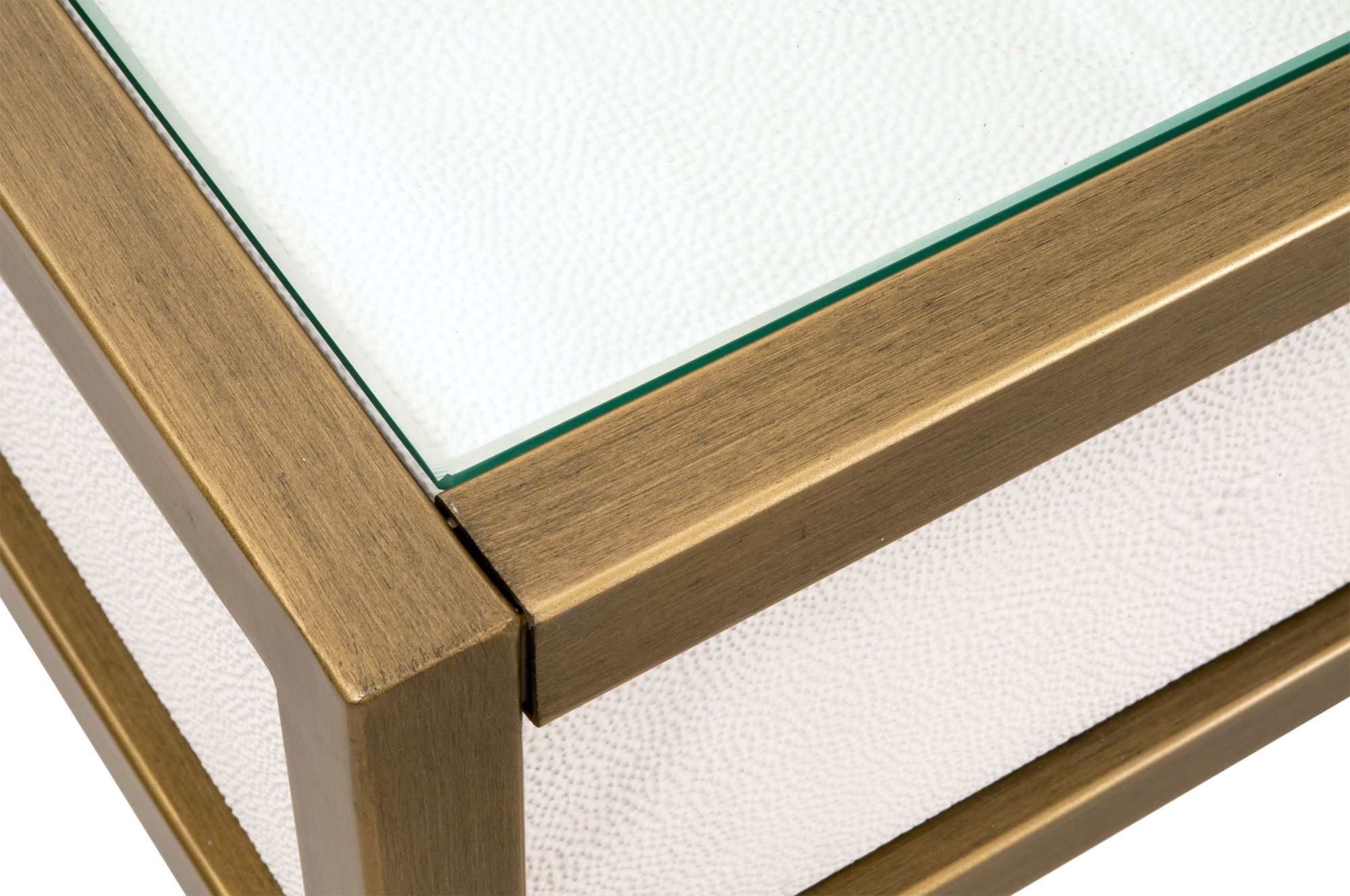 Strand 49"W Pearl Shagreen and Brushed Gold 2-Drawer Desk