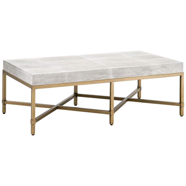 Image 1 Strand 50 inch Wide White Faux Shagreen Coffee Table