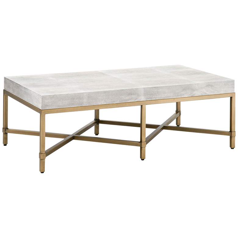 Image 1 Strand 50" Wide White Faux Shagreen Coffee Table