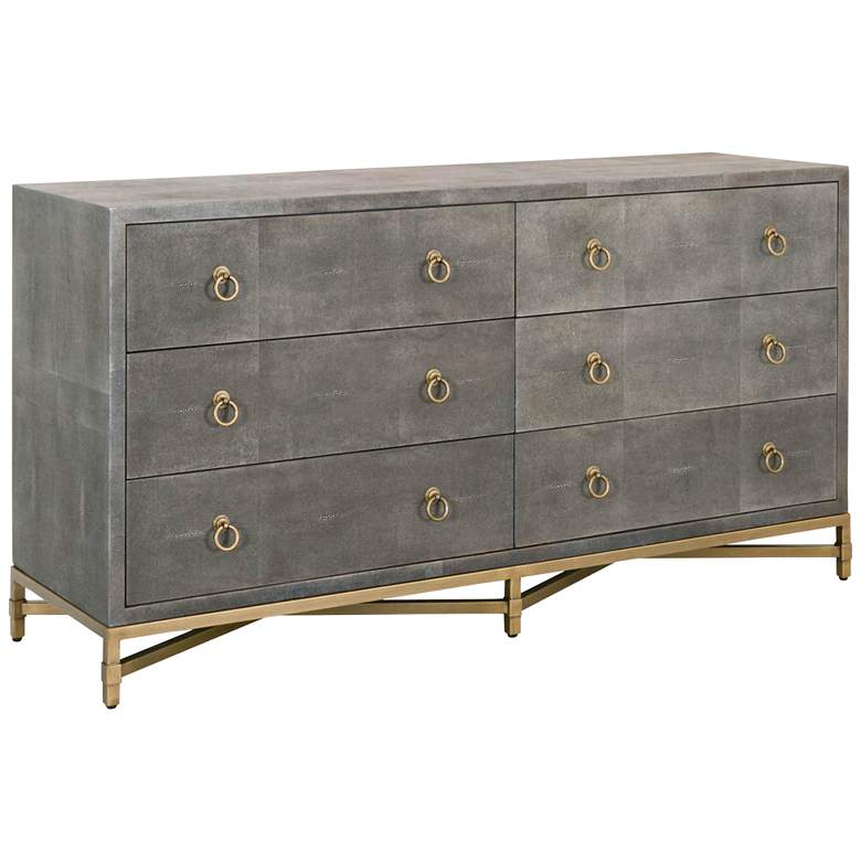 Image 1 Strand 68 inch Wide Gray Faux Shagreen 6-Drawer Double Dresser
