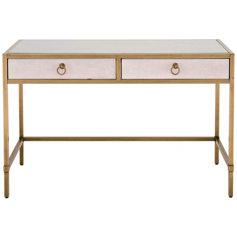 Image 1 Strand 68 inch Wide White Faux Shagreen 2-Drawer Desk