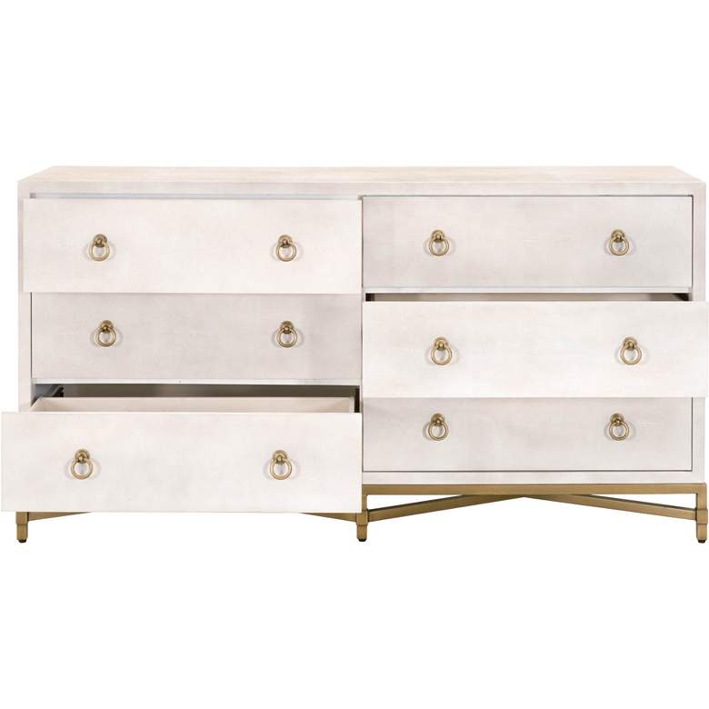 Strand 68 inch Wide White Faux Shagreen 6-Drawer Double Dresser more views