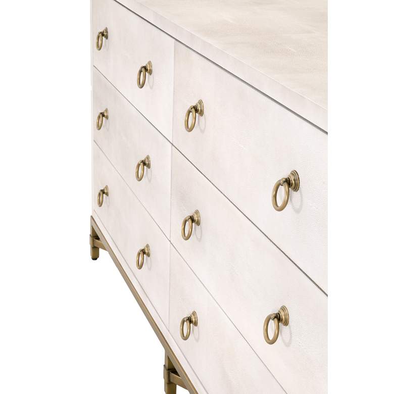Strand 68 inch Wide White Faux Shagreen 6-Drawer Double Dresser more views