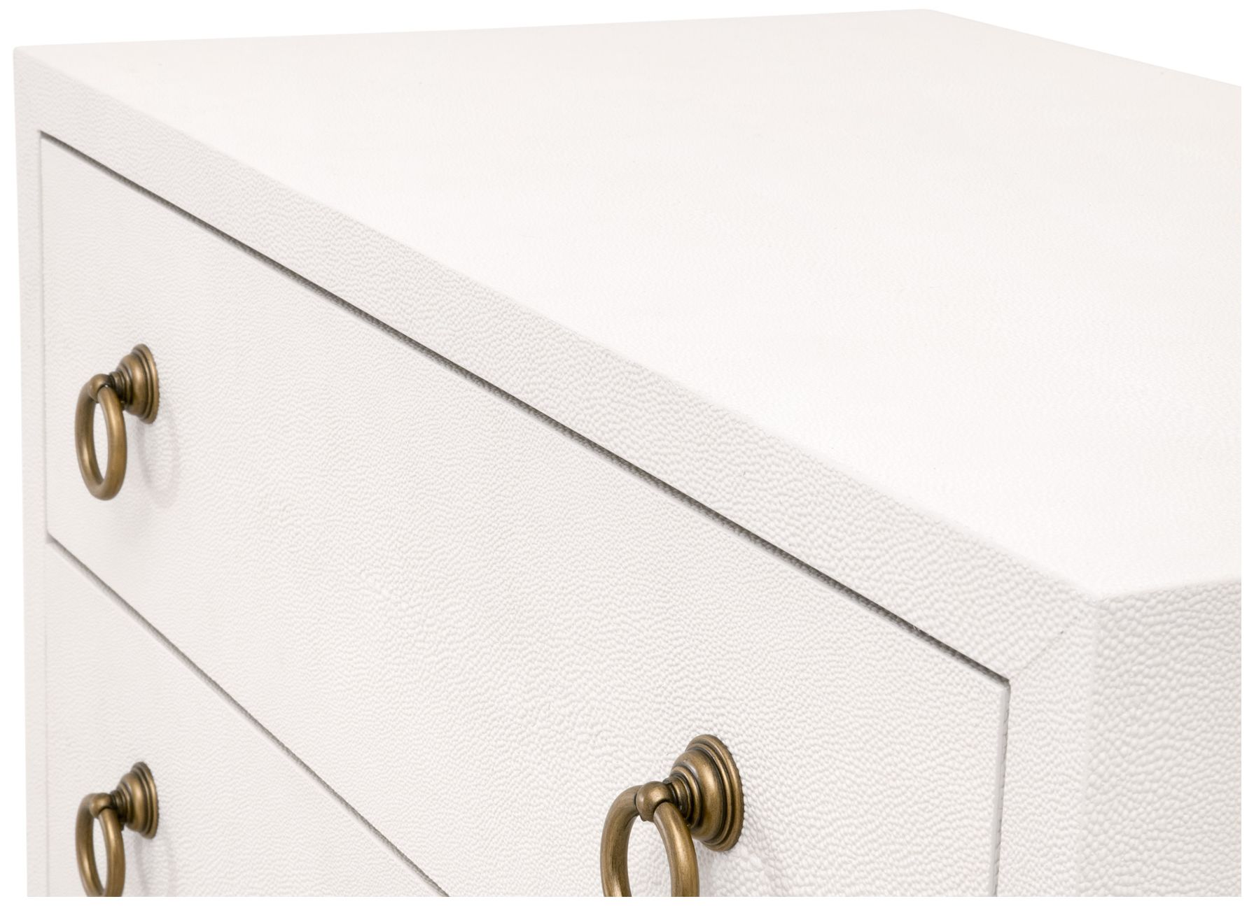 Image 5 Strand Shagreen 2-Drawer Nightstand, Pearl Shagreen, Brushed Gold more views