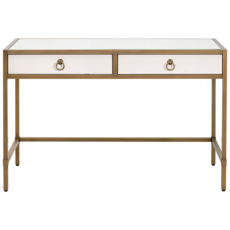 Image 1 Strand Shagreen Desk, Pearl Shagreen, Brushed Gold