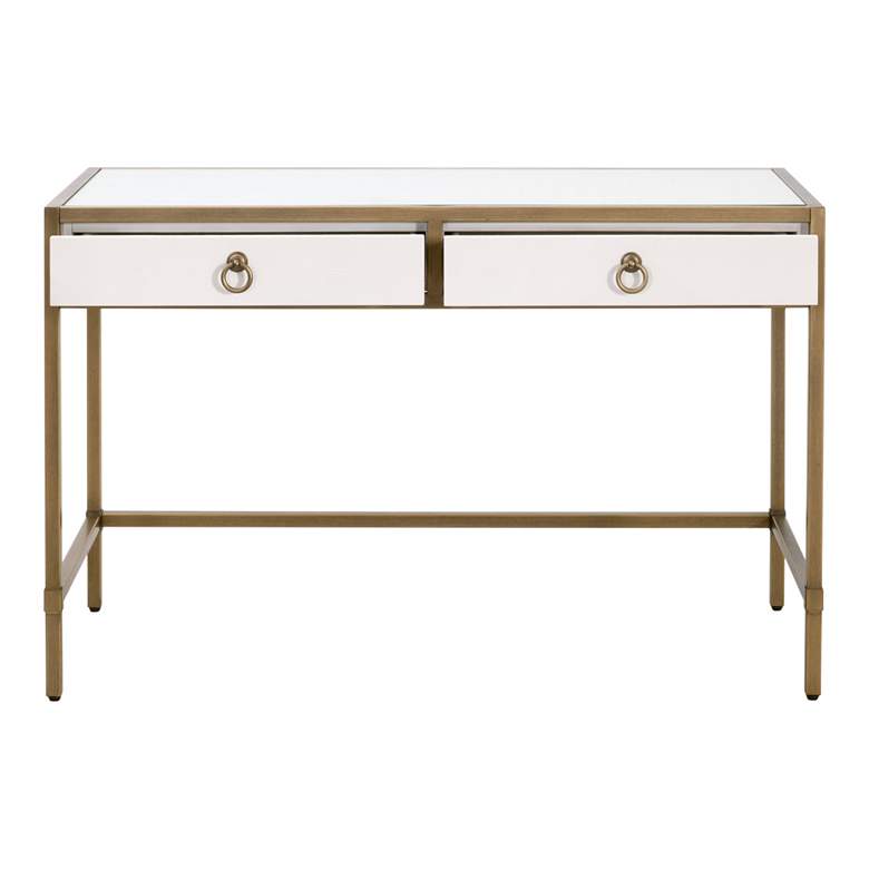 Image 2 Strand Shagreen Desk, Pearl Shagreen, Brushed Gold more views