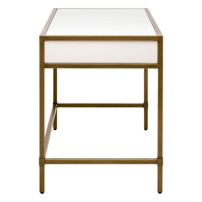 Image 5 Strand Shagreen Desk, Pearl Shagreen, Brushed Gold more views