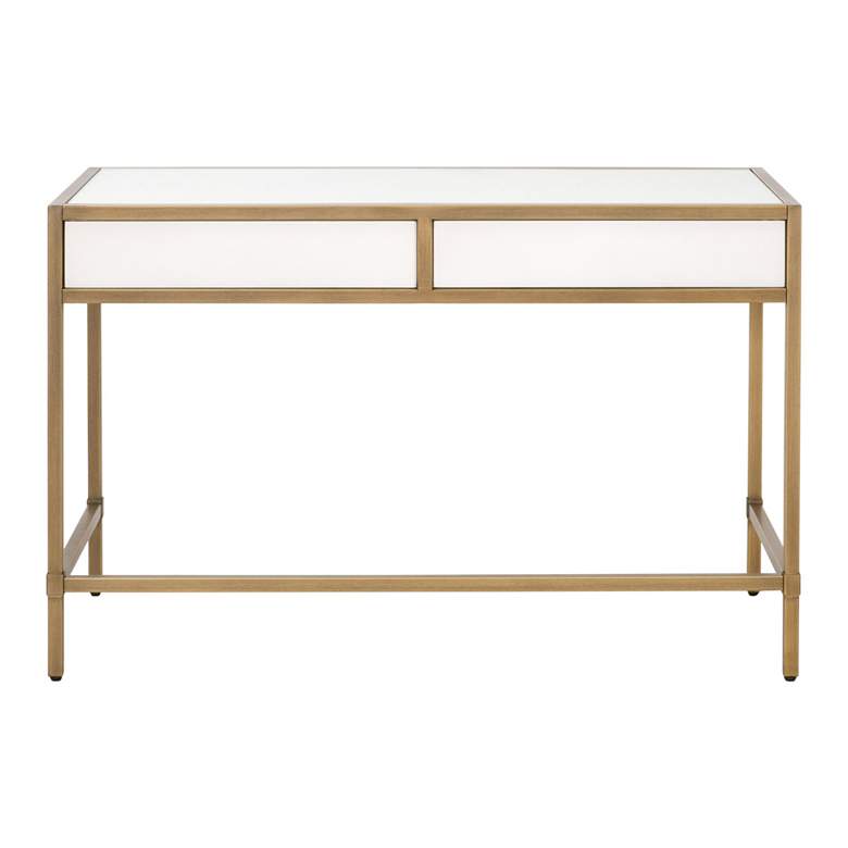Image 7 Strand Shagreen Desk, Pearl Shagreen, Brushed Gold more views
