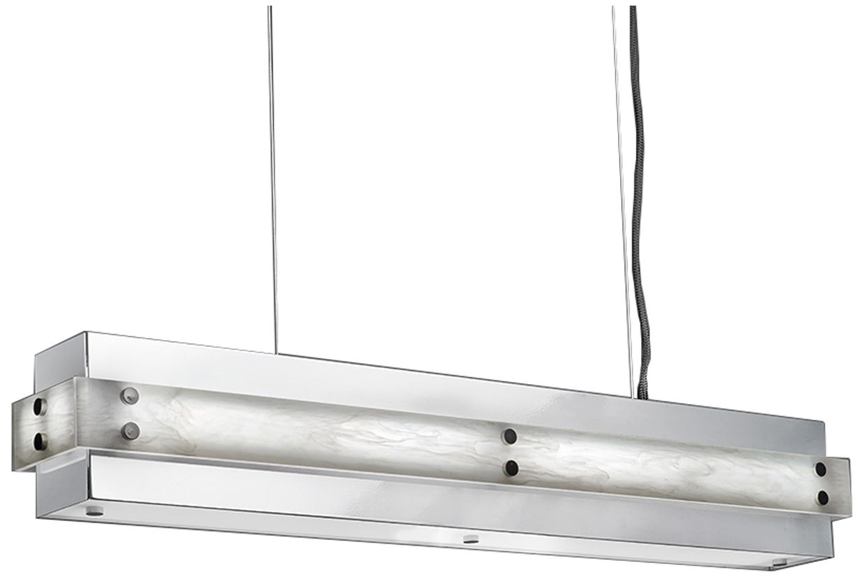 Strata 24" Long Chrome|White Swirl Linear Suspension 0-10V LED