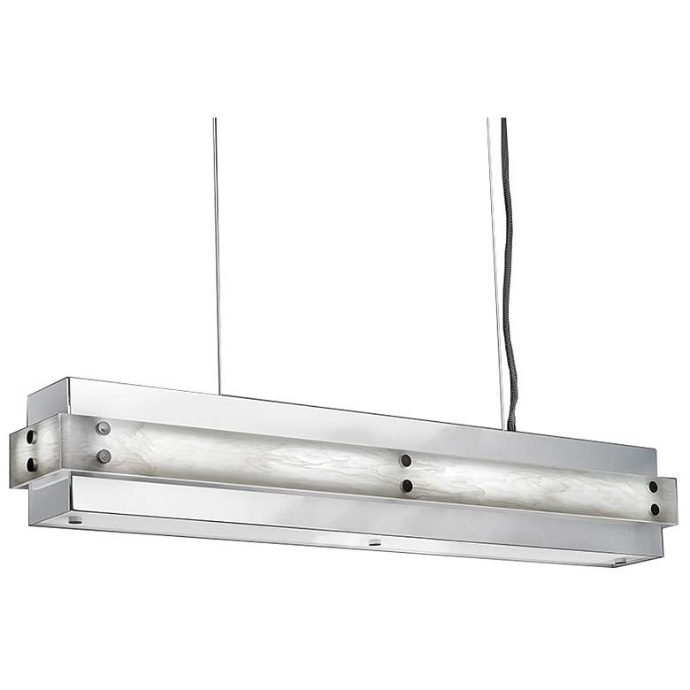 Image 1 Strata 36 inchW Chrome White Swirl Linear Suspension Triac LED