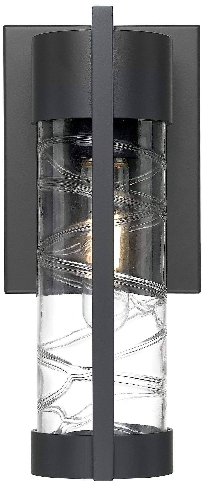 Image 2 Stratford 10" Matte Black Coastal Outdoor Sconce With Deco Swirl Glass more views