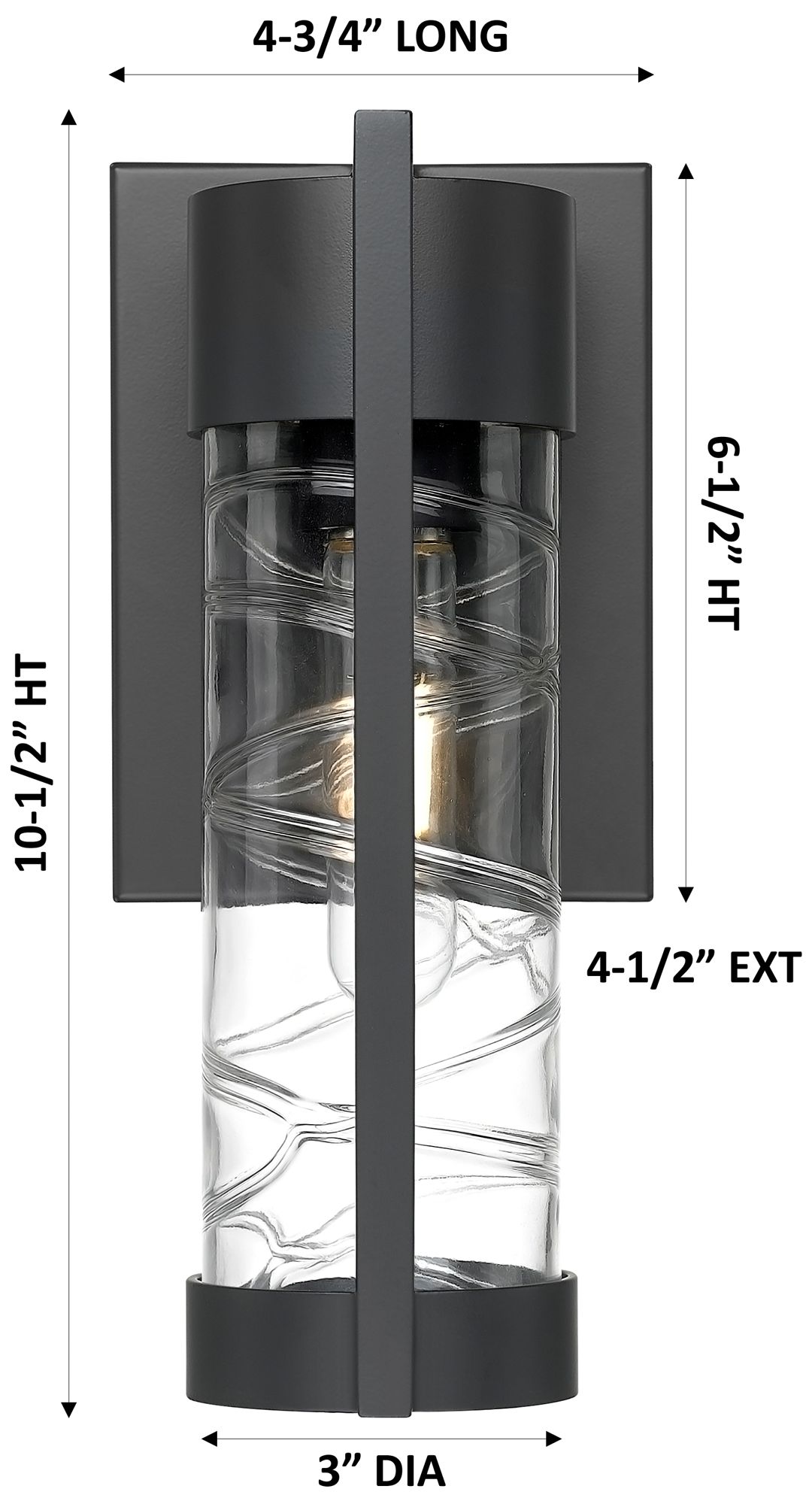 Image 4 Stratford 10" Matte Black Coastal Outdoor Sconce With Deco Swirl Glass more views