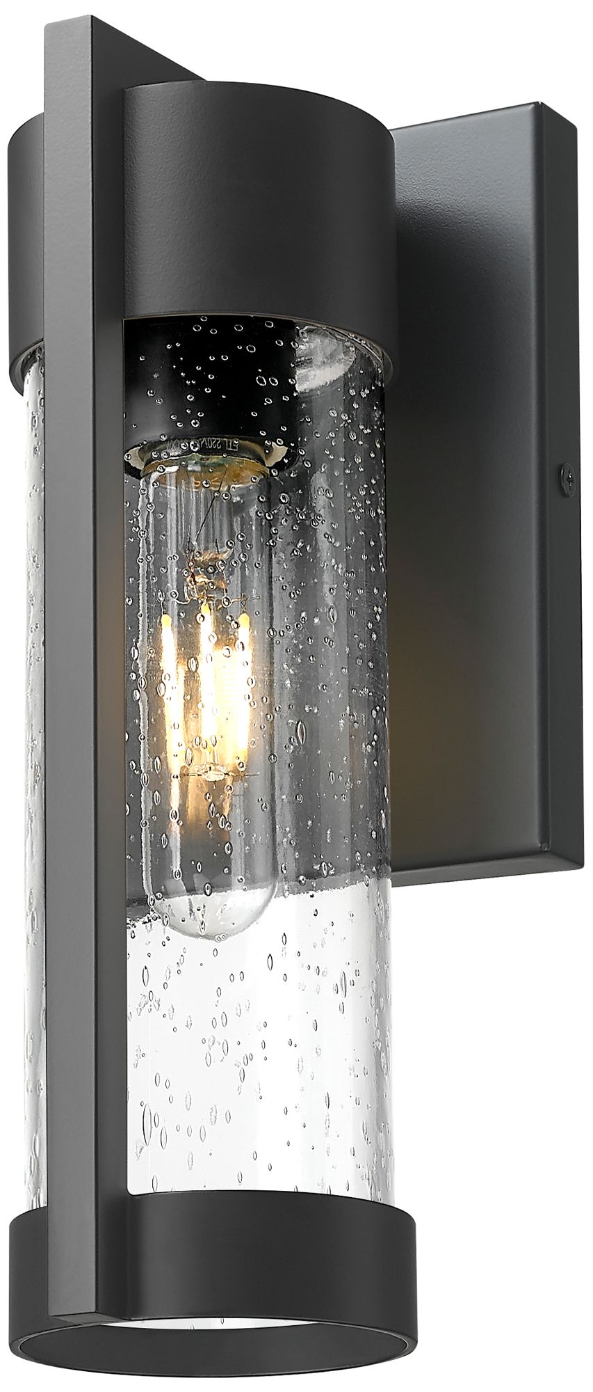 Stratford 10" Matte Black Coastal Outdoor Sconce With Seeded Glass