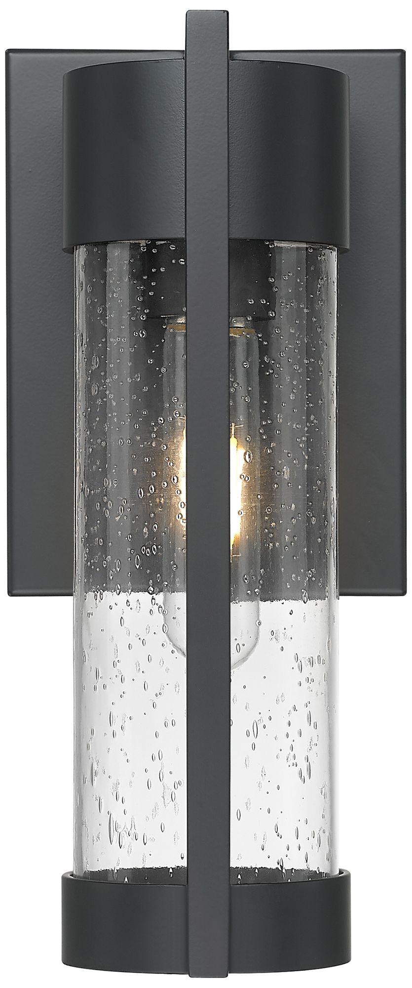 Image 2 Stratford 10" Matte Black Coastal Outdoor Sconce With Seeded Glass more views