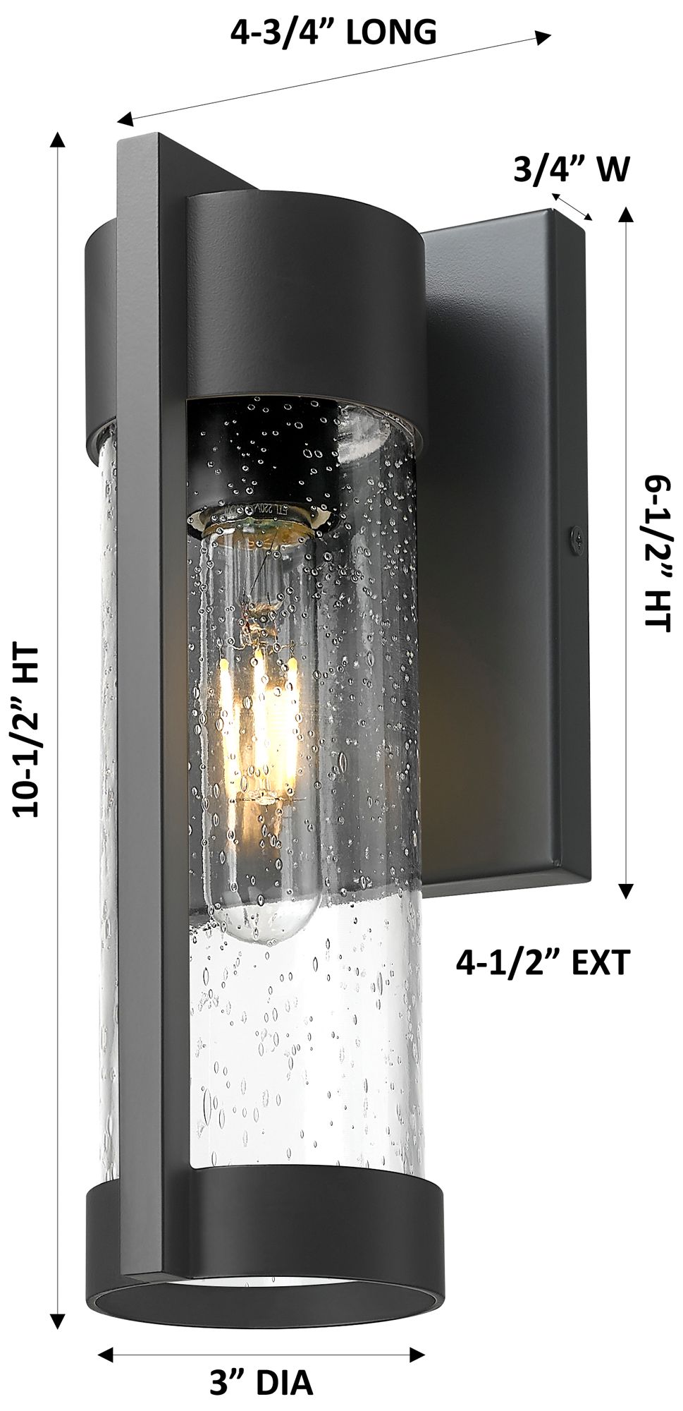 Image 4 Stratford 10" Matte Black Coastal Outdoor Sconce With Seeded Glass more views