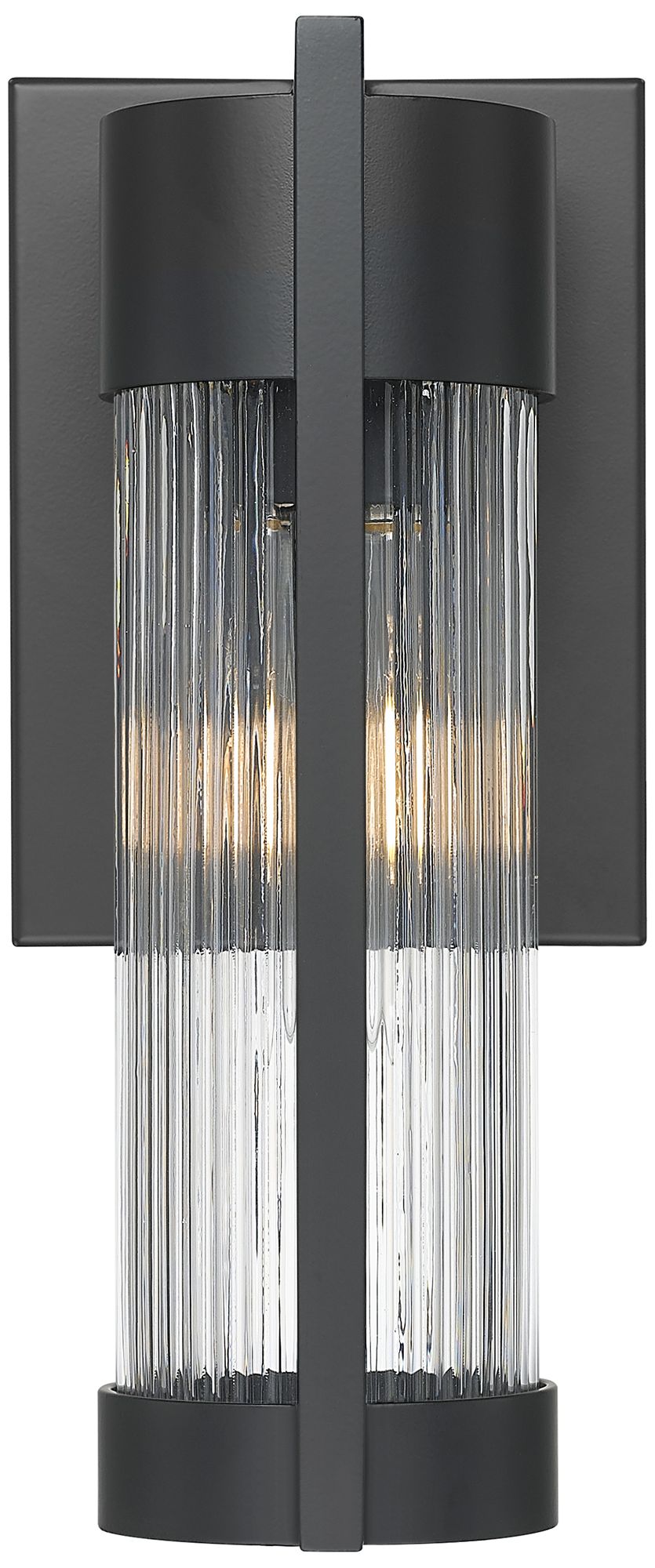 Image 2 Stratford 10" Matte Black Coastal Outdoor Sconce With Striped Clear Glass more views