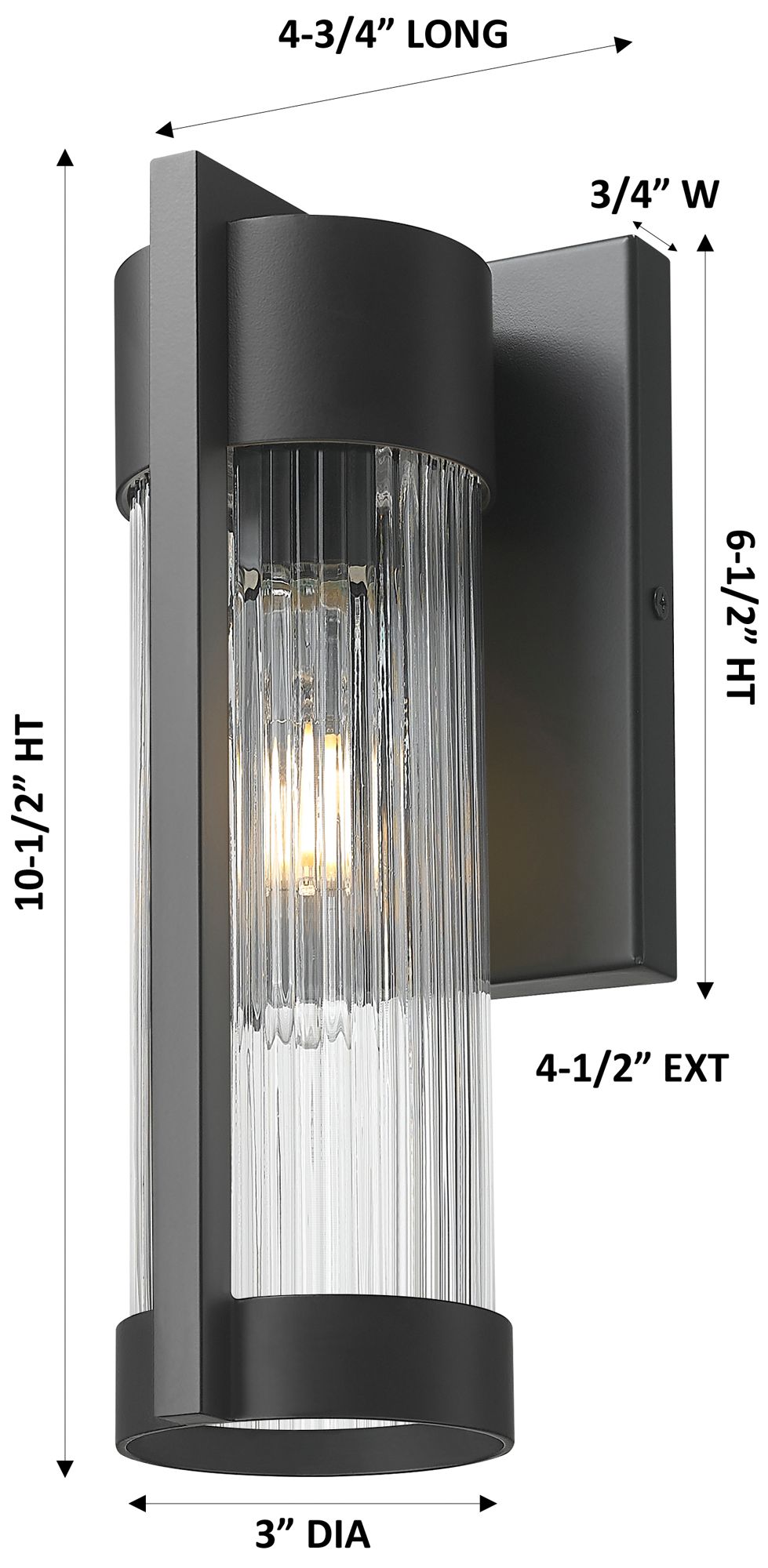 Image 3 Stratford 10" Matte Black Coastal Outdoor Sconce With Striped Clear Glass more views