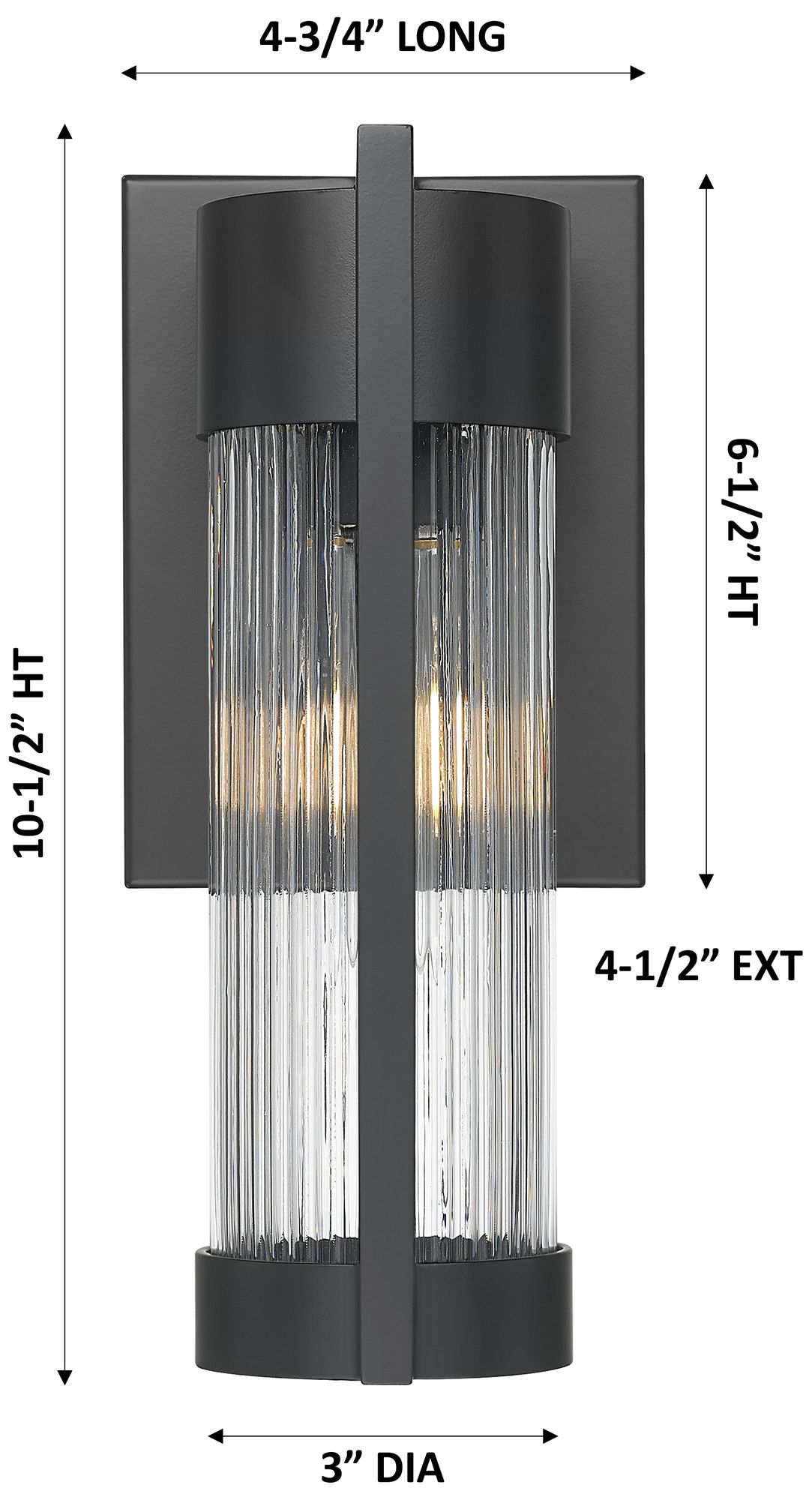 Image 4 Stratford 10" Matte Black Coastal Outdoor Sconce With Striped Clear Glass more views