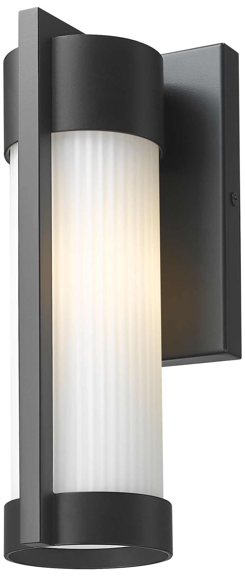 Stratford 10" Matte Black Coastal Outdoor Sconce With Striped White Glass